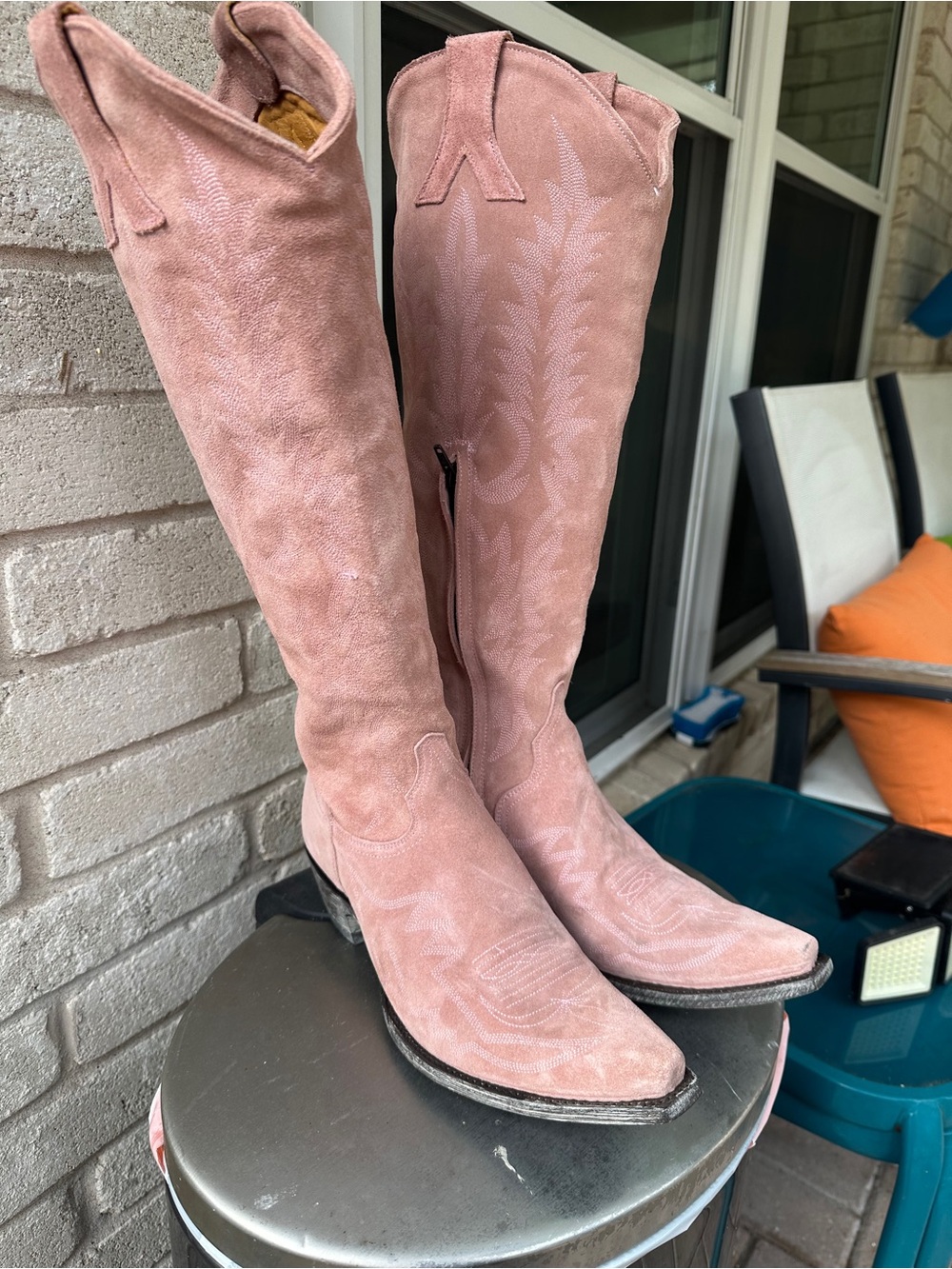 Old Gringo Mayra Women's Pink Suede Knee-High Western Boots
